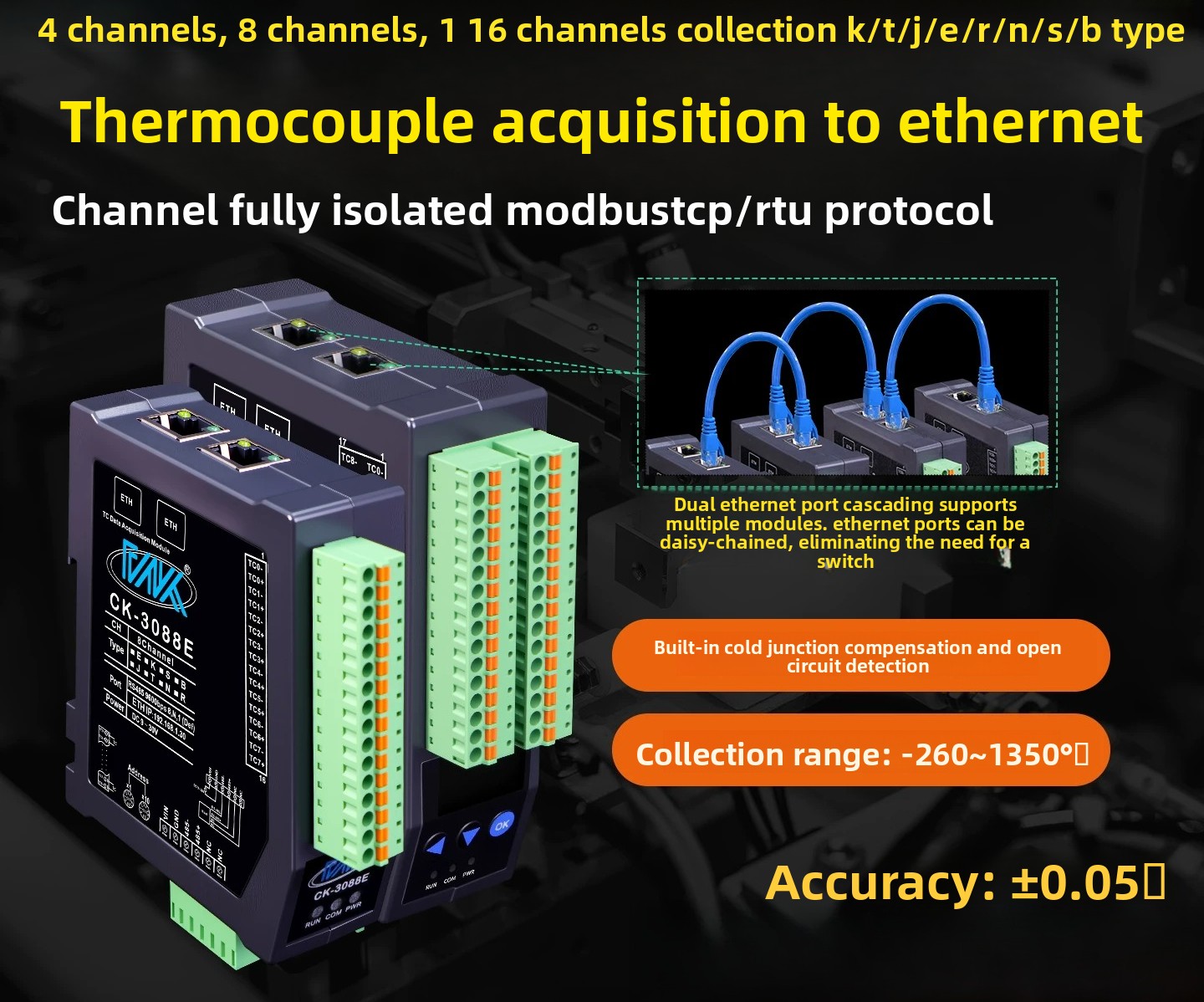 Power Over Ethernet - Module de thermorésistance à thermocouple de